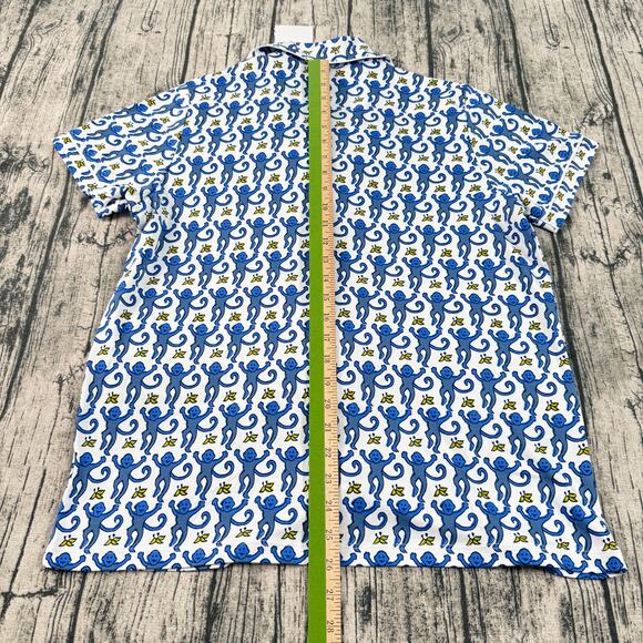 New Roller Rabbit classic BLUE MONKEY Polo Pajamas Top Prima Cotton Womens Large - Picture 6 of 6